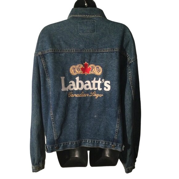 Vintage Labatt's Canadian Liquor Beer Denim Blue Jean Jacket Mens XL Gap - Picture 2 of 4